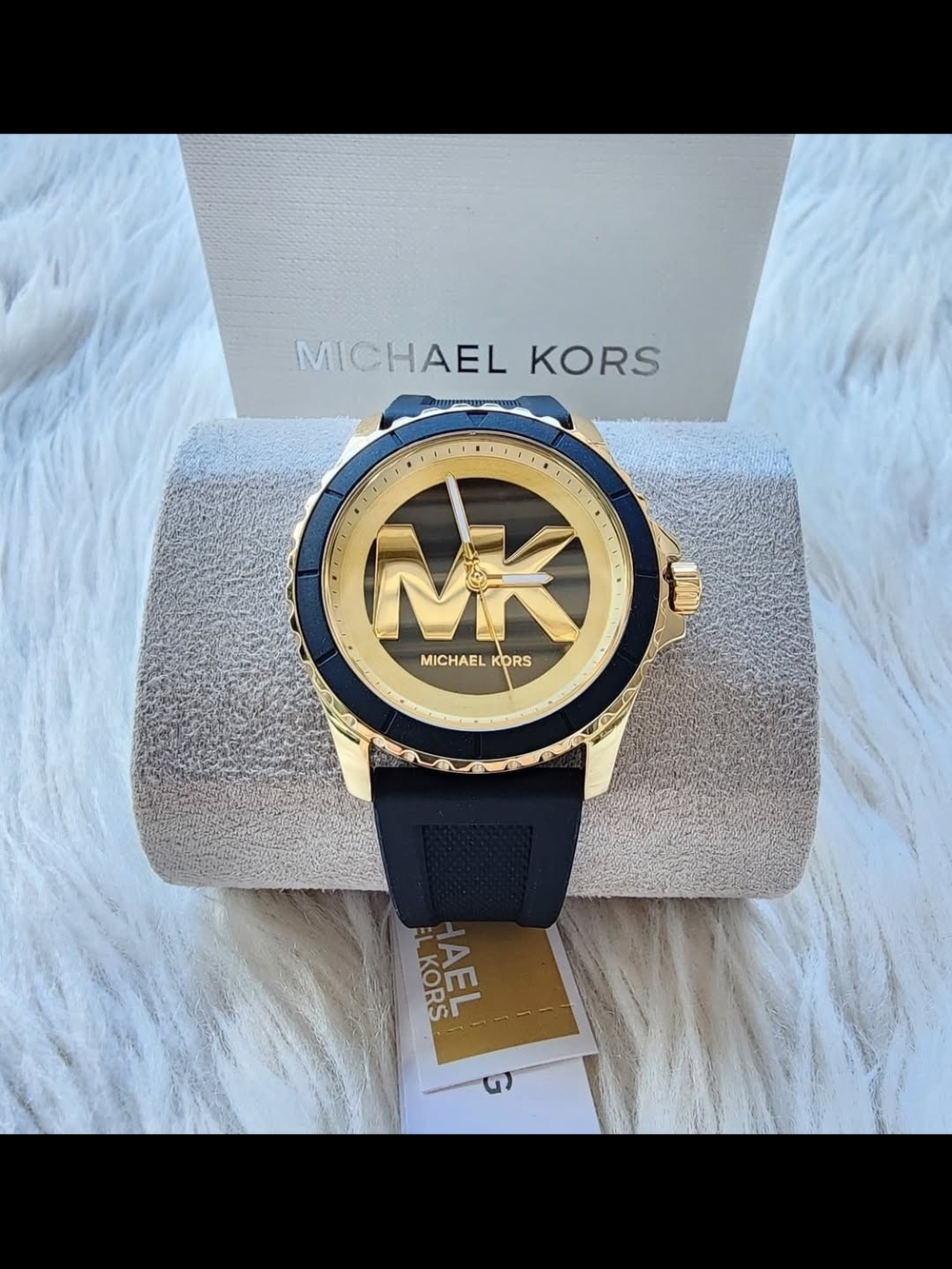 Michael Kors Men’s Gold & Black MK Logo Watch Original Brand New